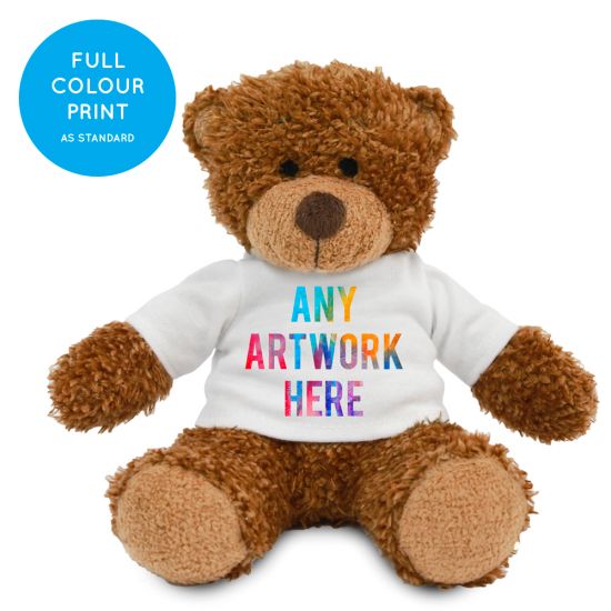 Promotional Anne Brown Teddy Bear 20cm - Printed Soft Toys - Medium Soft Toy - Full Colour Print as standard