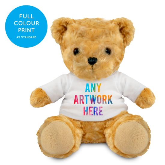 Promotional Victoria Golden Teddy Bear 16m - Printed Soft Toys - Medium Soft Toy - Full Colour Print as standard